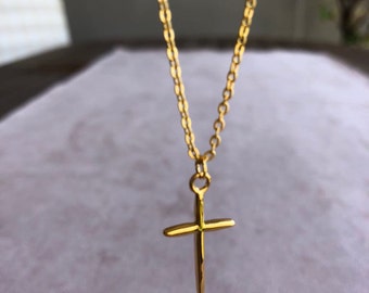 Gold Cross Necklace Tiny Christian 
