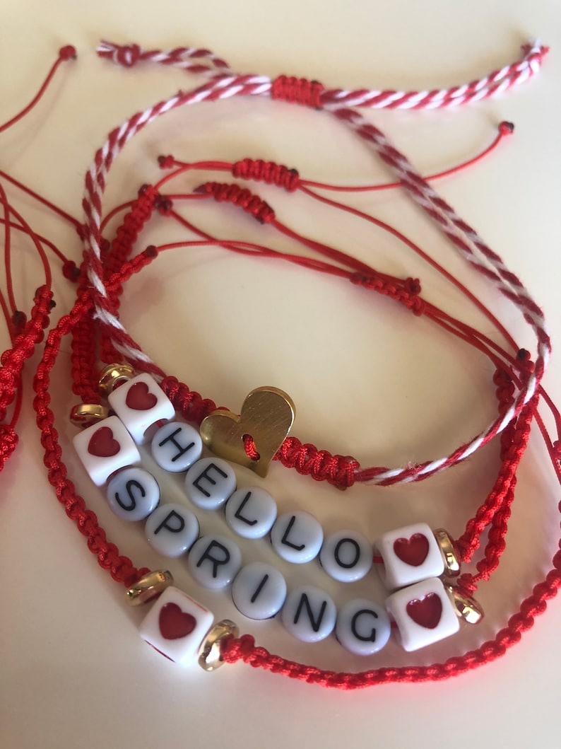 Personalised Red String Jewel Heart Bracelet Love U Mum Bracelet March Bracelet Xmas Gift For Mom Letter Bracelet Greek Spring Martaki