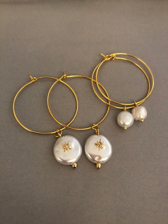 Orecchini A Cerchio Boho Con Ciondolo Stella Portafortuna E Zirconi, Donna, Placcati Oro - Foto 3