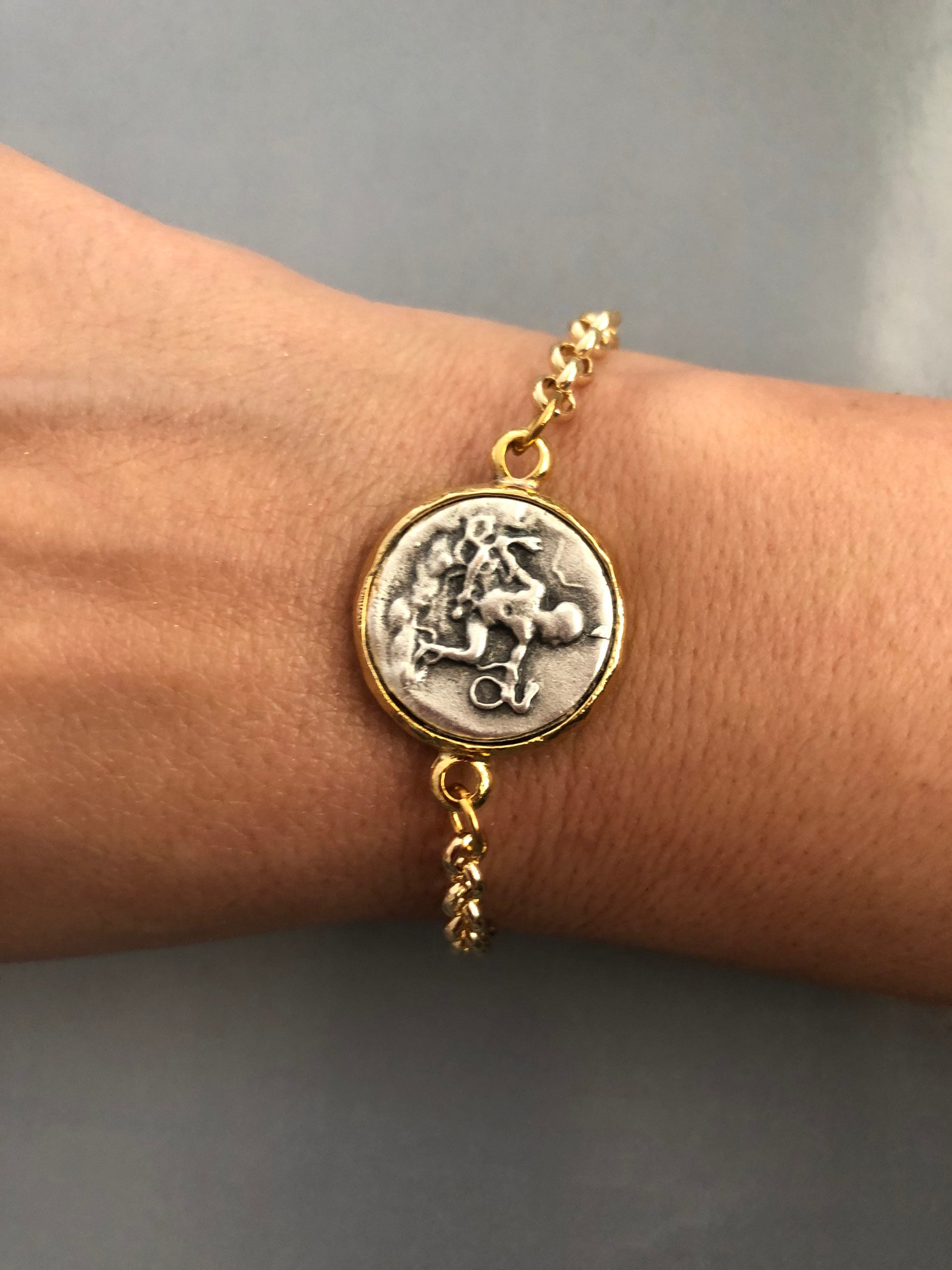 Chunky Chain Coin Bracelet: Two-sided Ancient Greek Jewelry - Etsy