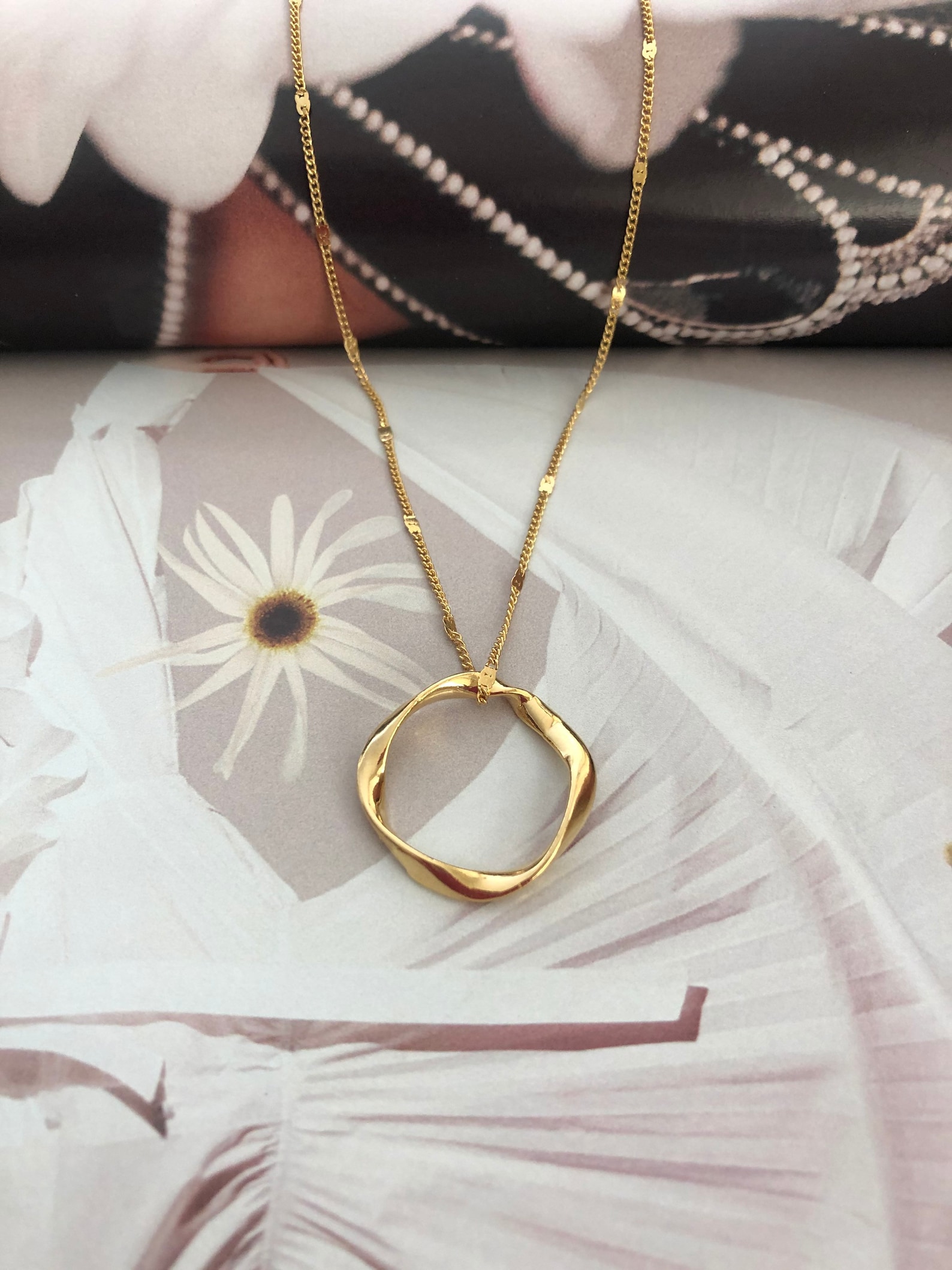 Twisted Circle Necklace Gold Ring Infinity Pendant Necklace Etsy