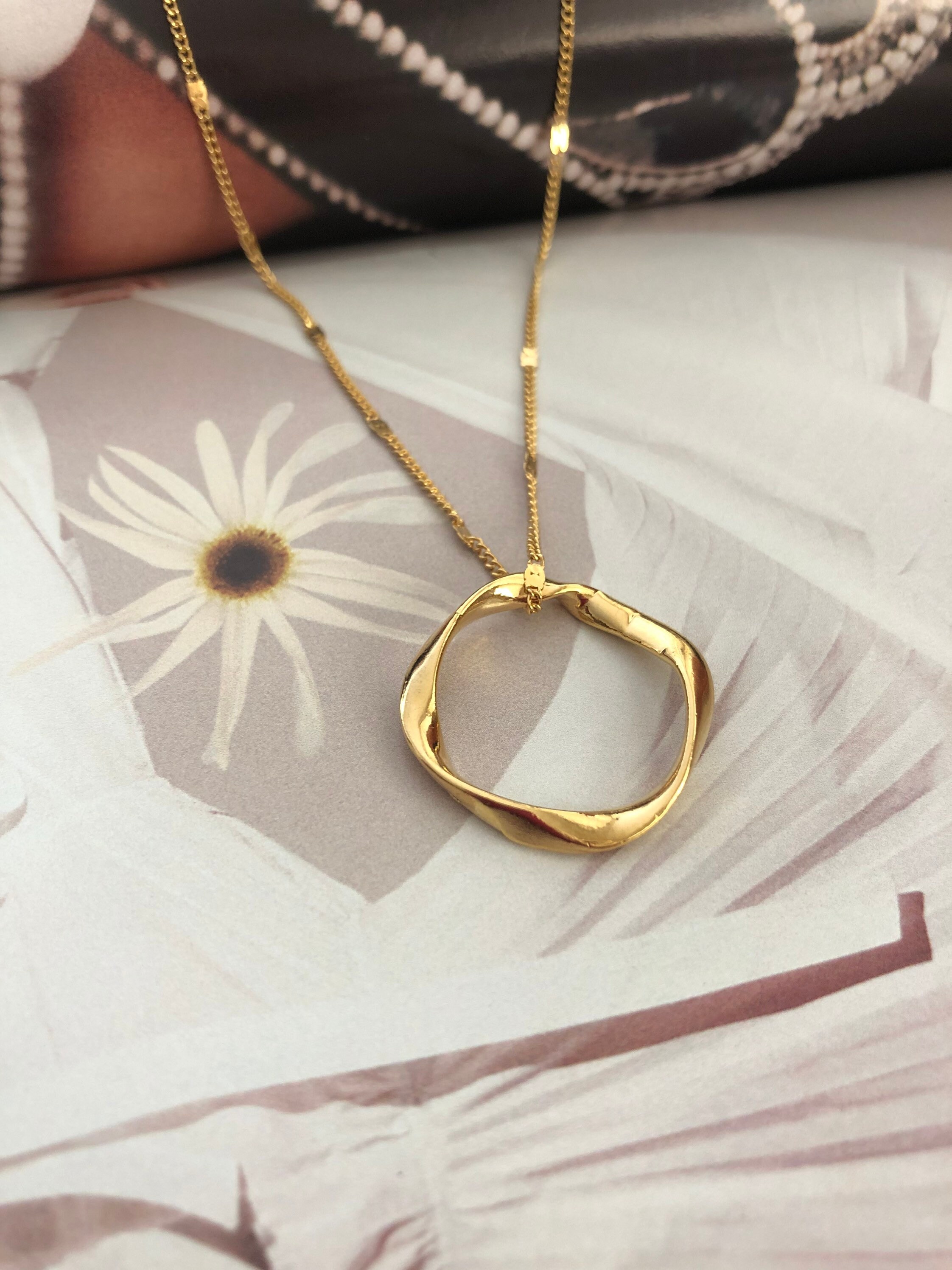 Twisted Circle Necklace Gold Ring Infinity Pendant Necklace Etsy