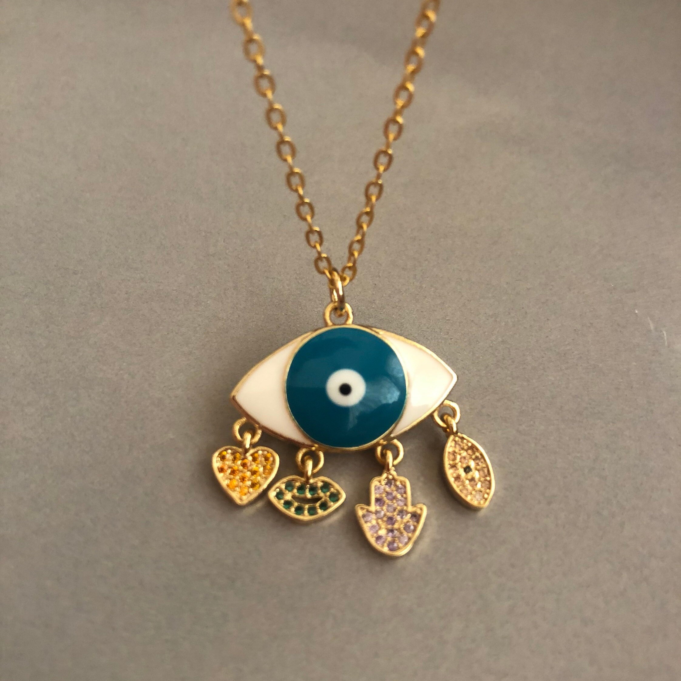 Enamel Evil Eye Necklace Eye Shaped Christmas Gift/her - Etsy