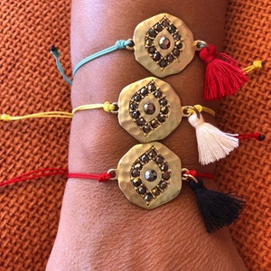 Greek Evil Eye Bracelet: Boho Cord Tassel, Good Karma Jewelry