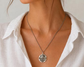 Silver ICXC NIKA Coin Necklace: Byzantine Christian Jewelry
