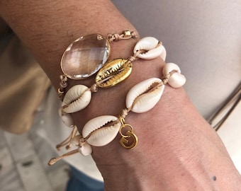 Kauri Brassards de Coquille Bracelet Véritable Kaurimuschel Howith