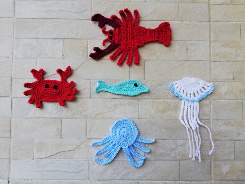 Crochet Sea Creature Pattern Appliques Crochet Appliques - Etsy