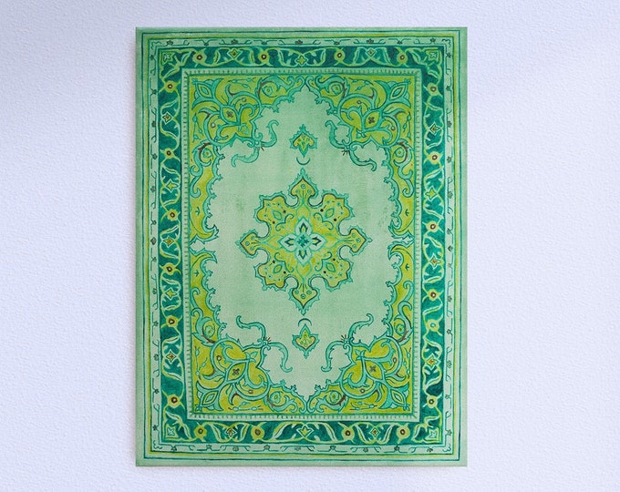 Grüner fliegender Teppich – Original Acryl Gemälde