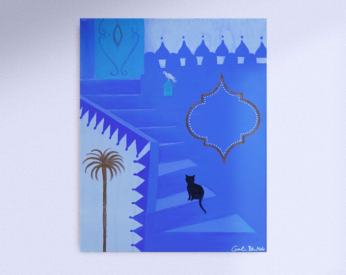 Original Acryl Gemälde - Marokko Gemälde – 30 x 40 cm – Chefchaouen