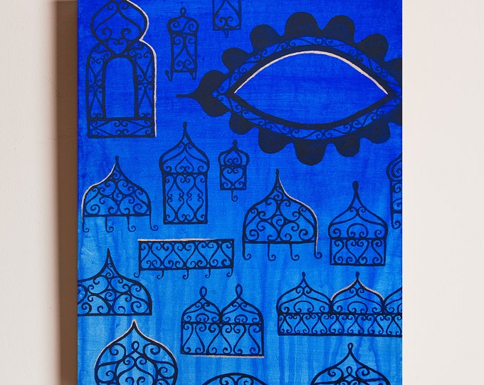 Chefchaouen Gemälde – 30 x 40 cm – Acryl auf Leinwand