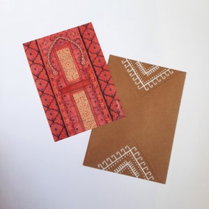 Cartolina marocchina con porta + busta dipinta a mano – Biglietto d'auguri marocchino – Arte marocchina – Mille e una notte – Set regalo per l'Eid