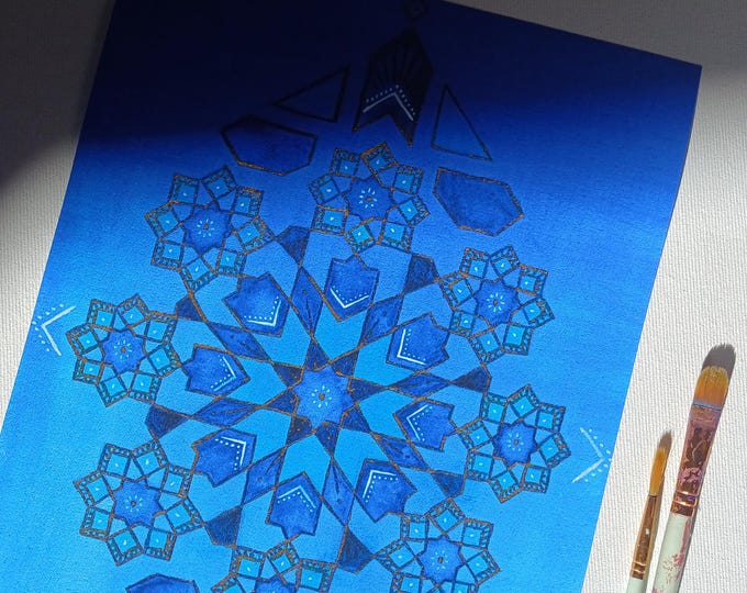 Marokkanische Muster Kunstdruck - Blaue marokkanische Fliesen