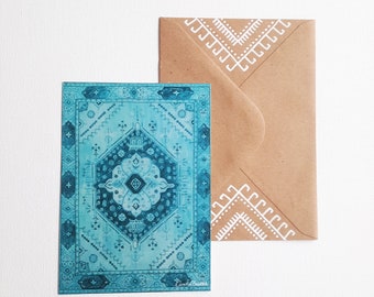 Morocco Postcard + handpainted envelope–DIN A6–Magic Carpet–Moroccan rug–Colorful postcards–Oriental art–1001 nights art