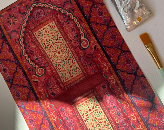 Bunte marokkanische Tür - Marrakech Kunstdruck
