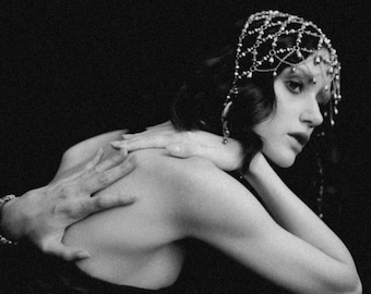 Kristallpärlhalsband – Gatsby Flapper-brudhårsmycken från 1920-talet
