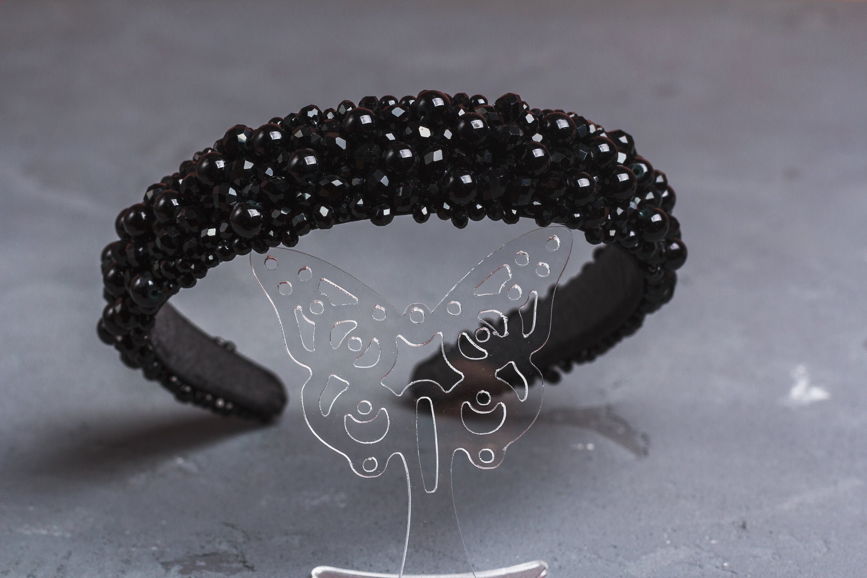 Jeweled headbands for women Black Embellished headband Beaded Etsy