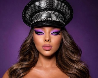 Burning Man Captain Hat: Jeweled Black Festival Headpiece