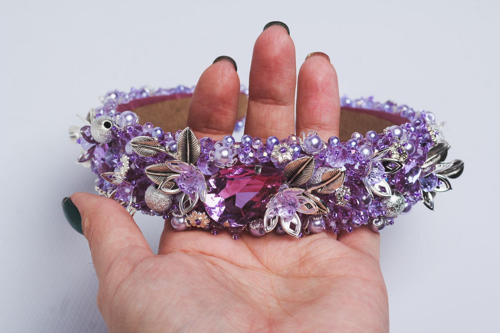 Purple embellished headband Lilac mauve wedding hair Etsy