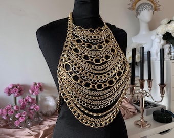 Luxury Gold Chain Necklace Handmade Arabic style Necklace Festival  Outfit Statement Necklace Statement Necklace Bold Layered Body Chain