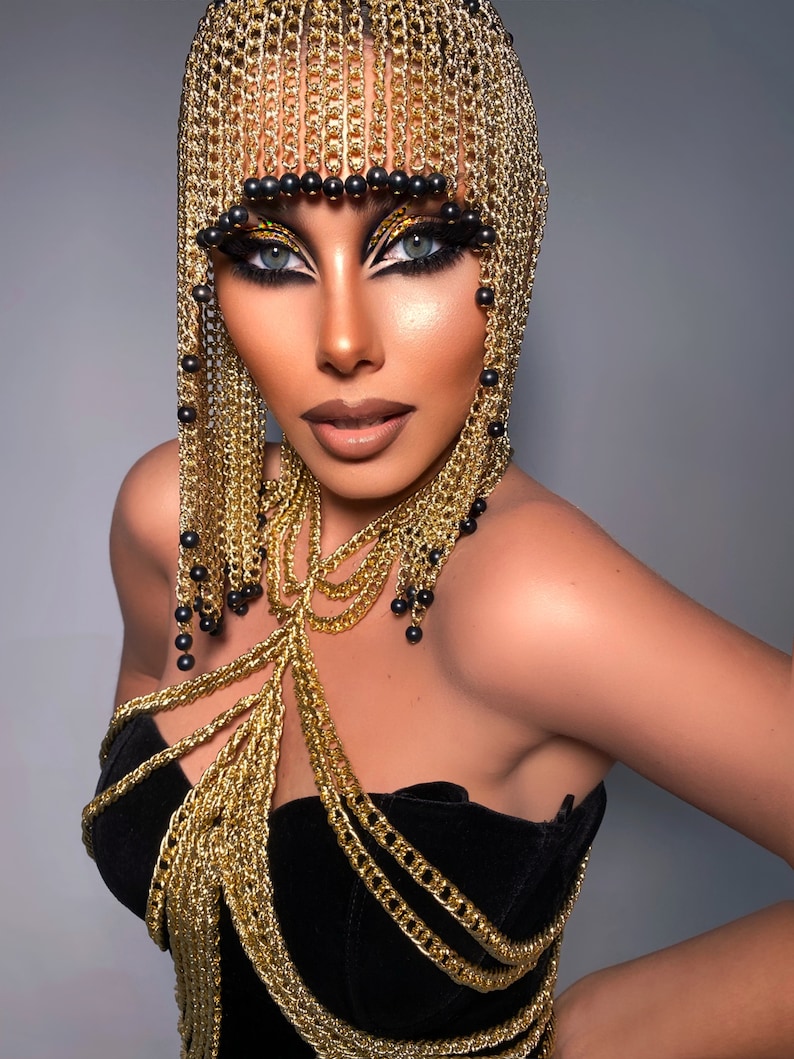 Gold Chain Wigs Gold Wig Gold Hair Chain Head Dress Fashion Etsy