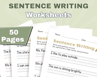 Write Sentence Worksheet Printable Sentence Formation Practice Sentence Writing Elementary Prompt Write Instant Download Homeschool CCRAL2