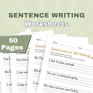 Write Sentence Worksheet Printable Sentence Formation Practice Sentence Writing Elementary Prompt Write Instant Download Homeschool CCRAL2