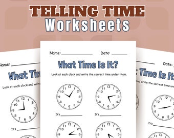 Clock Reading Exercise Kindergarten Time Telling Worksheet Printable Telling Time Practice Worksheet Clock Face Tell Time Instant Download