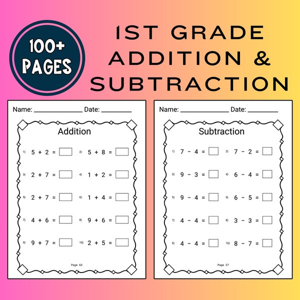 Mathematics First Grade Addition Subtraction Worksheet 1st Grade Learning Work Grade 1 Classroom Math Teaching Tools First Grade Homeschool