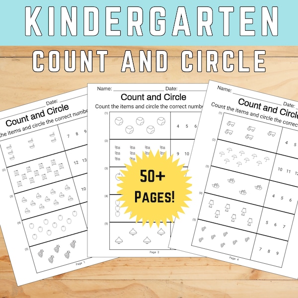 Count And Circle Worksheet Kindergarten Math Homeschool Printable Resource Number Worksheet Preschool Learning Activities Counting Practice
