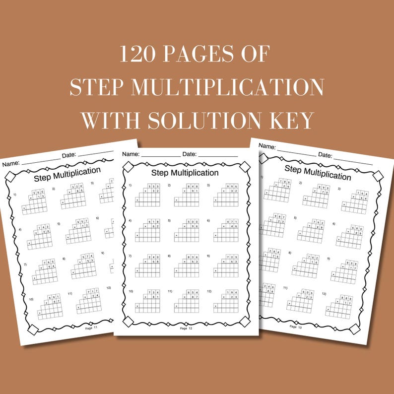 fifth grade long multiplication printable worksheet workbook designed to help students practice multi-digit multiplication step by step ideal for homeschoolers and classroom use with answer key