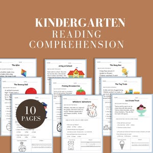Hoja de trabajo de comprensión lectora imprimible, hoja de trabajo para niños pequeños, pasaje de lectura para niños, regalo educativo para niños, lectura de jardín de infantes, clase de educación en el hogar