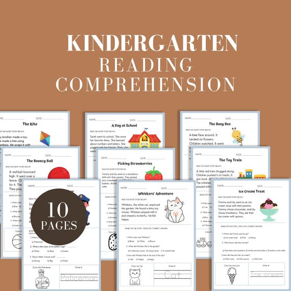 Reading Comprehension Worksheet Printable Toddler Worksheet Kid Reading Passage Gift Kid Educational Kindergarten Reading Homeschool Class