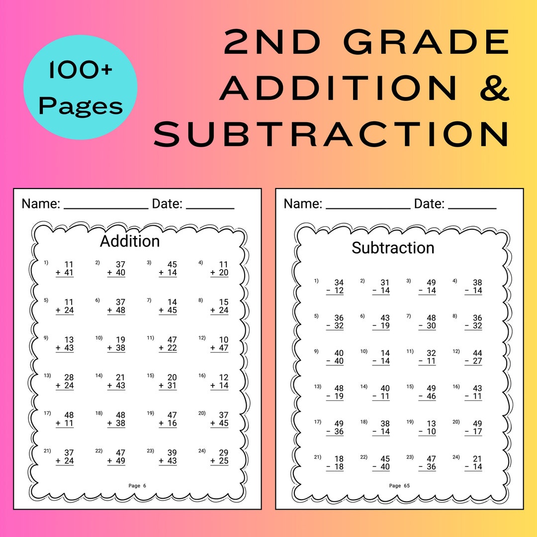 2nd Grade Math Worksheet Addition Subtraction Worksheet Math Sheet 2nd