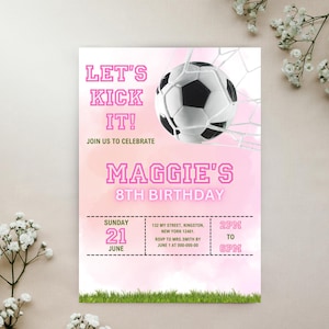 Soccer birthday invitation soccer invite digital kid soccer birthday invite instant download invitation template girl sport theme birthday