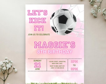 Soccer birthday invitation soccer invite digital kid soccer birthday invite instant download invitation template girl sport theme birthday