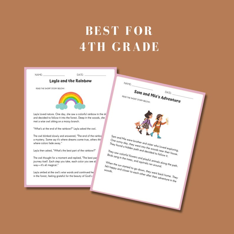 homeschool printable reading worksheet for grade 4 elementary literacy passages fourth grade comprehension practice morning work printable reading curriculum ELA aligned worksheet