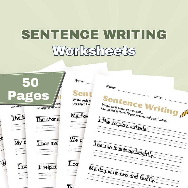 Write Sentence Worksheet Printable Sentence Formation Practice Sentence Writing Elementary Prompt Write Instant Download Homeschool CCRAL2