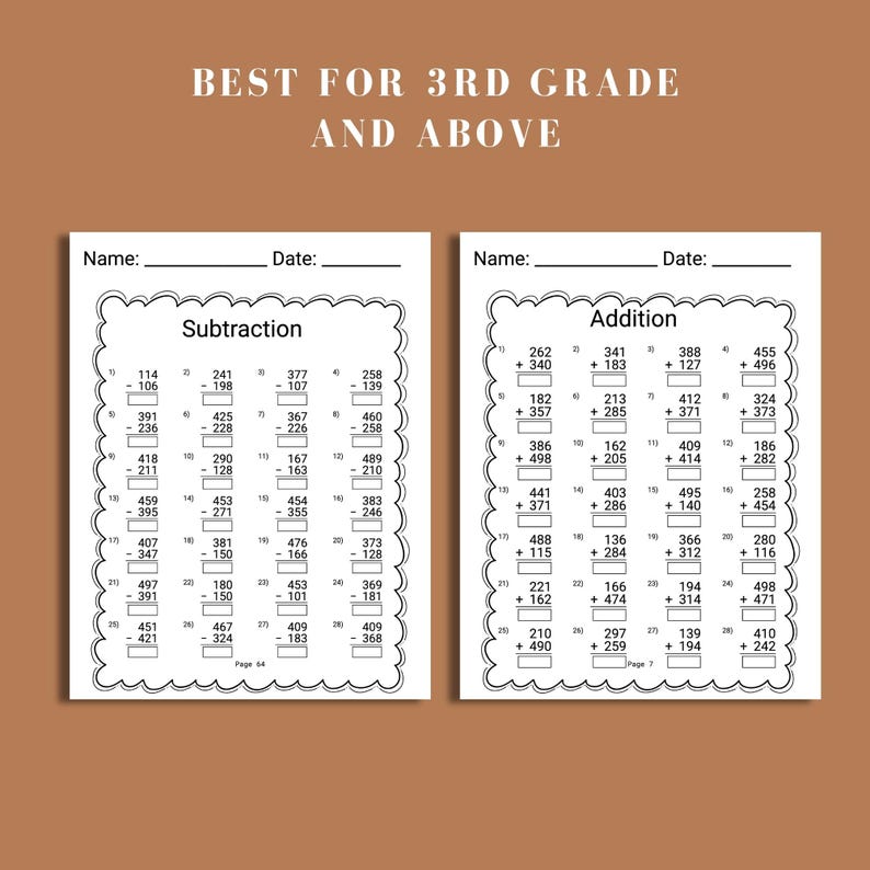 Math worksheet addition printable for third grade curriculum featuring engaging problems to support 3rd grade math skills. Perfect for classroom centers, tutoring, or independent learning with fast digital download access for busy teachers.