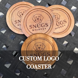 Custom Logo Coaster Set Personalized Logo Coaster Gift Coaster Set of 4 Engraved Coaster Custom Coaster Small Business Branding Logo