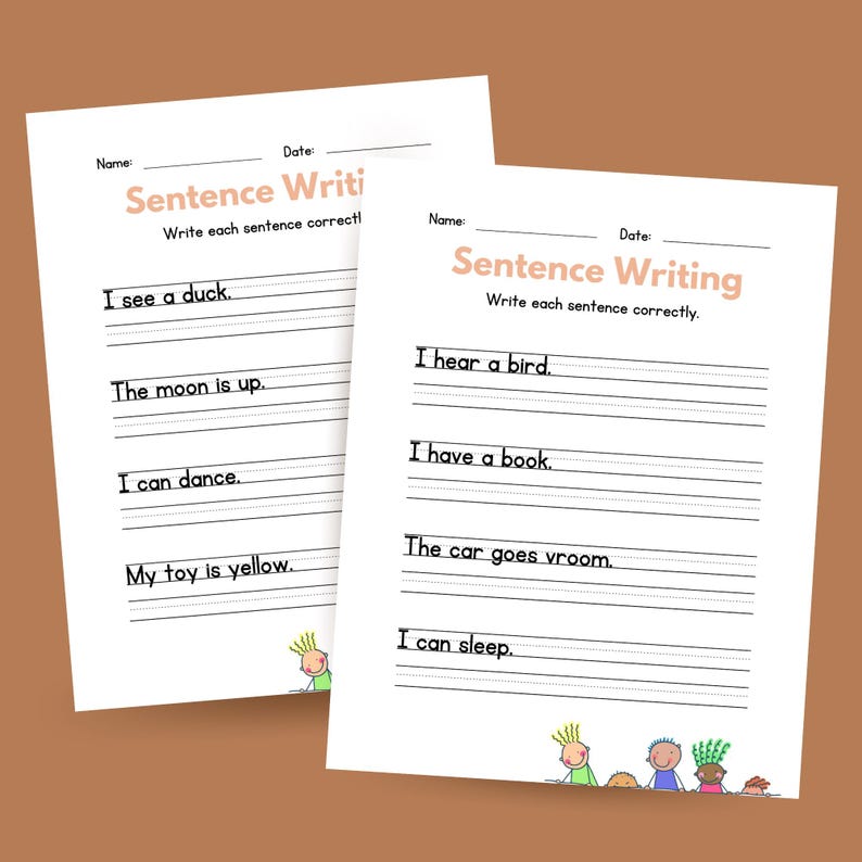Sentences 1st Grade Practice Worksheet Writing Printable Sentence ...