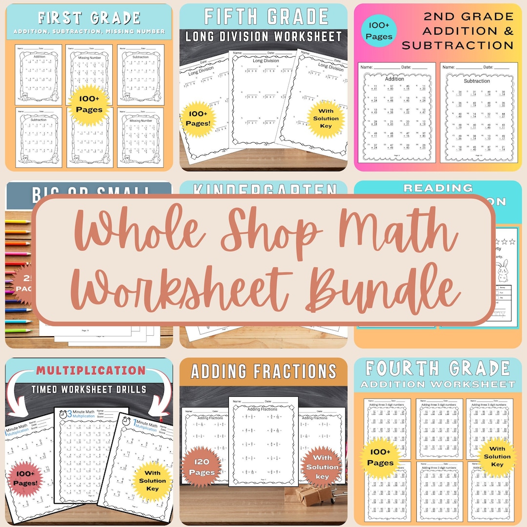 Math Worksheet Mega Bundle Homeschool Printable Kindergarten Math ...