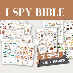 Afdrukbare i spy bijbel activiteit zoeken en vinden bijbel afdrukbare zondagschool i spy bijbel kind activiteit christelijke ochtend mand activiteit cadeau