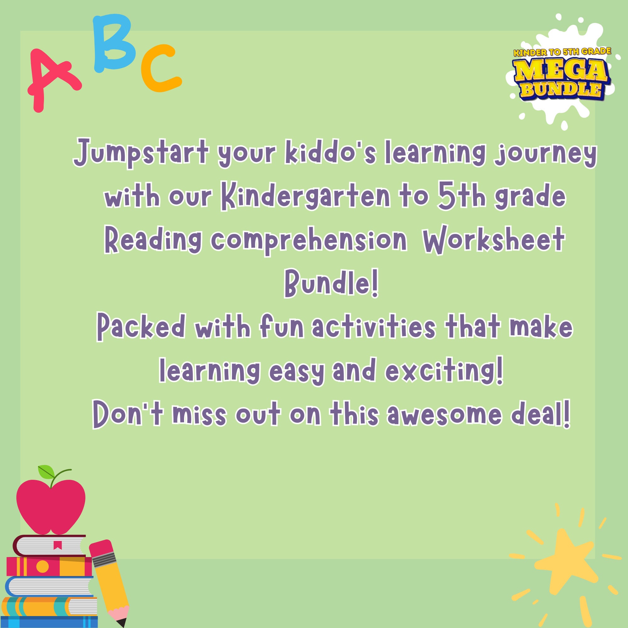 Reading Comprehension Worksheet Bundle Educational Printable 2nd Grade ...