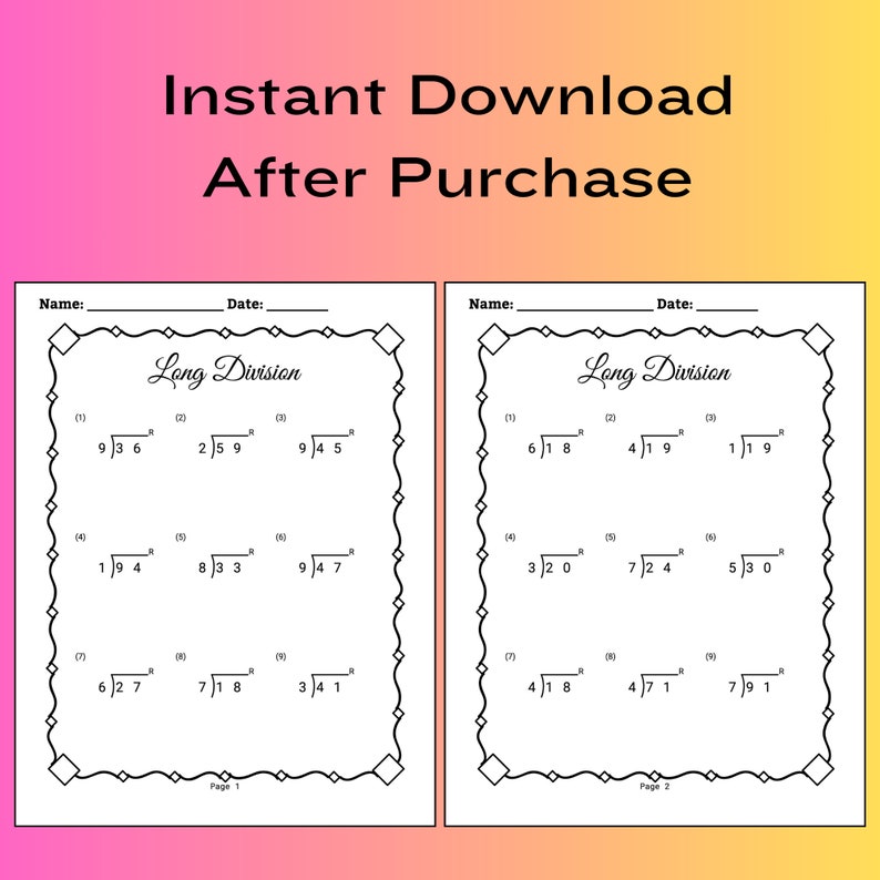 5th Grade Long Division Math Worksheet Printable 5th Grade Division