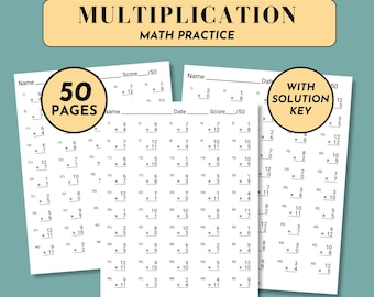 Schede di esercizi di moltiplicazione per la terza elementare, esercizi di matematica per la fluidità nel calcolo delle tabelline, fogli di lavoro stampabili da 0 a 12 anni, attività mattutine per l'istruzione domiciliare in formato PDF.