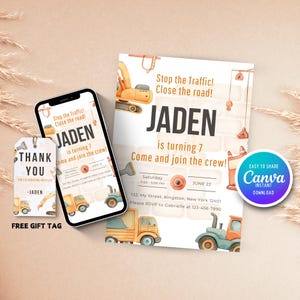 Dump Truck Geburtstagseinladung Bagger Party Einladung Aufbau Kid Invite Bearbeitbare Dump Truck Party Invite Card Boy Party