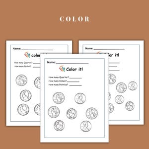 Digital U.S. coin and dollar bill worksheet set for kids learning about money. Includes activities for counting pennies, nickels, dimes, quarters, and dollar bills. A perfect resource for homeschoolers and teachers looking for hands-on financial literacy tools.