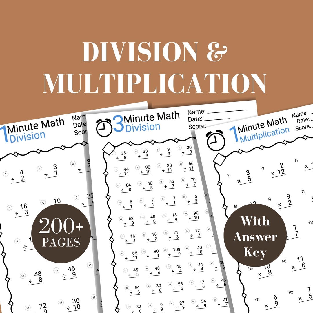 Multiplication Worksheet Printable Division Fact Drills Long Division ...