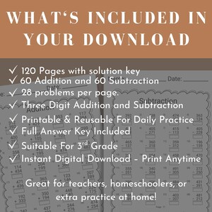 Printable addition worksheet for 3rd grade students, ideal for classroom use or homeschool curriculum. This teacher-approved resource aligns with grade 3 math standards and provides instant download access for easy practice at home or in school.