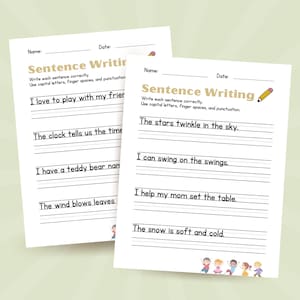 Write Sentence Worksheet Printable Sentence Formation Practice Sentence Writing Elementary Prompt Write Instant Download Homeschool CCRAL2